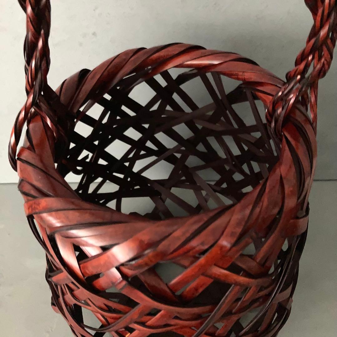 【未使用】花籠 籠花入 かやごもり 花器 茶道具 37cm×24cm