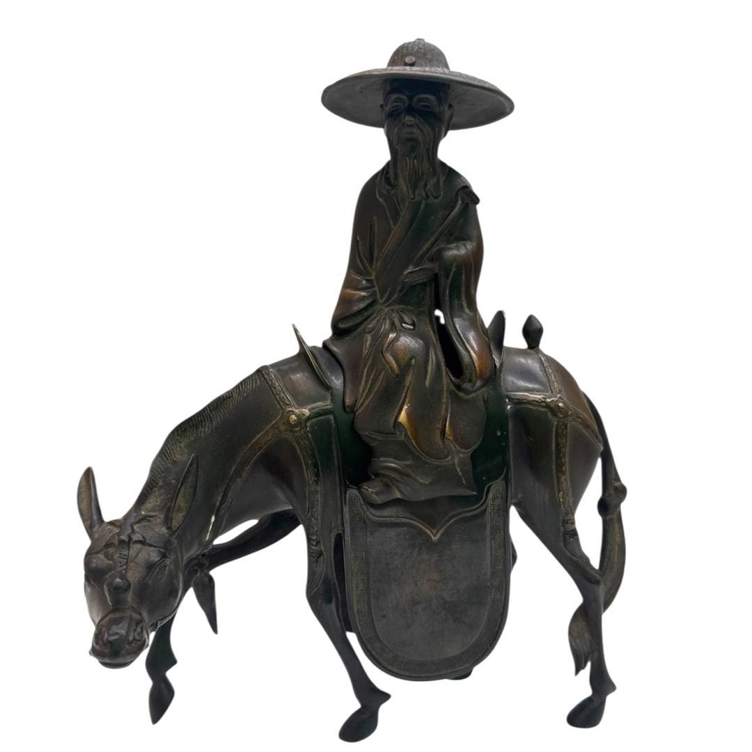 黄銅製 唐馬仙人 香炉　置物 古銅　骨董品　美術品・アンティーク・コレクション