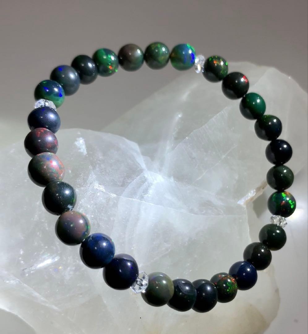 ★にい様★ ★希少石★ ブラックオパール　ブレスレット
