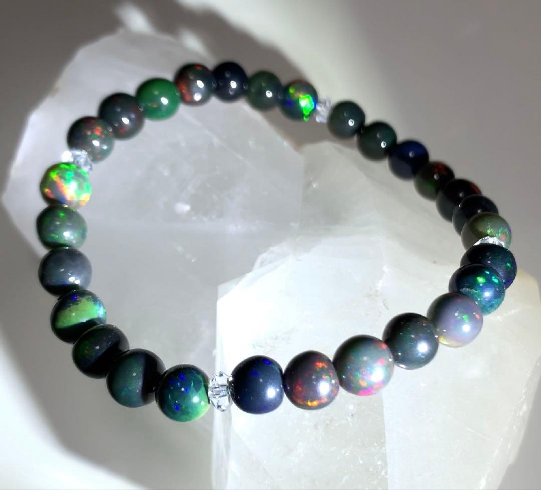 ★にい様★ ★希少石★ ブラックオパール　ブレスレット