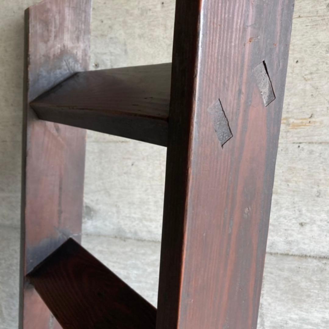 古い味のある梯子 はしご 階段 大型 棚 台 ラック 5段 木製 古民家 レトロ