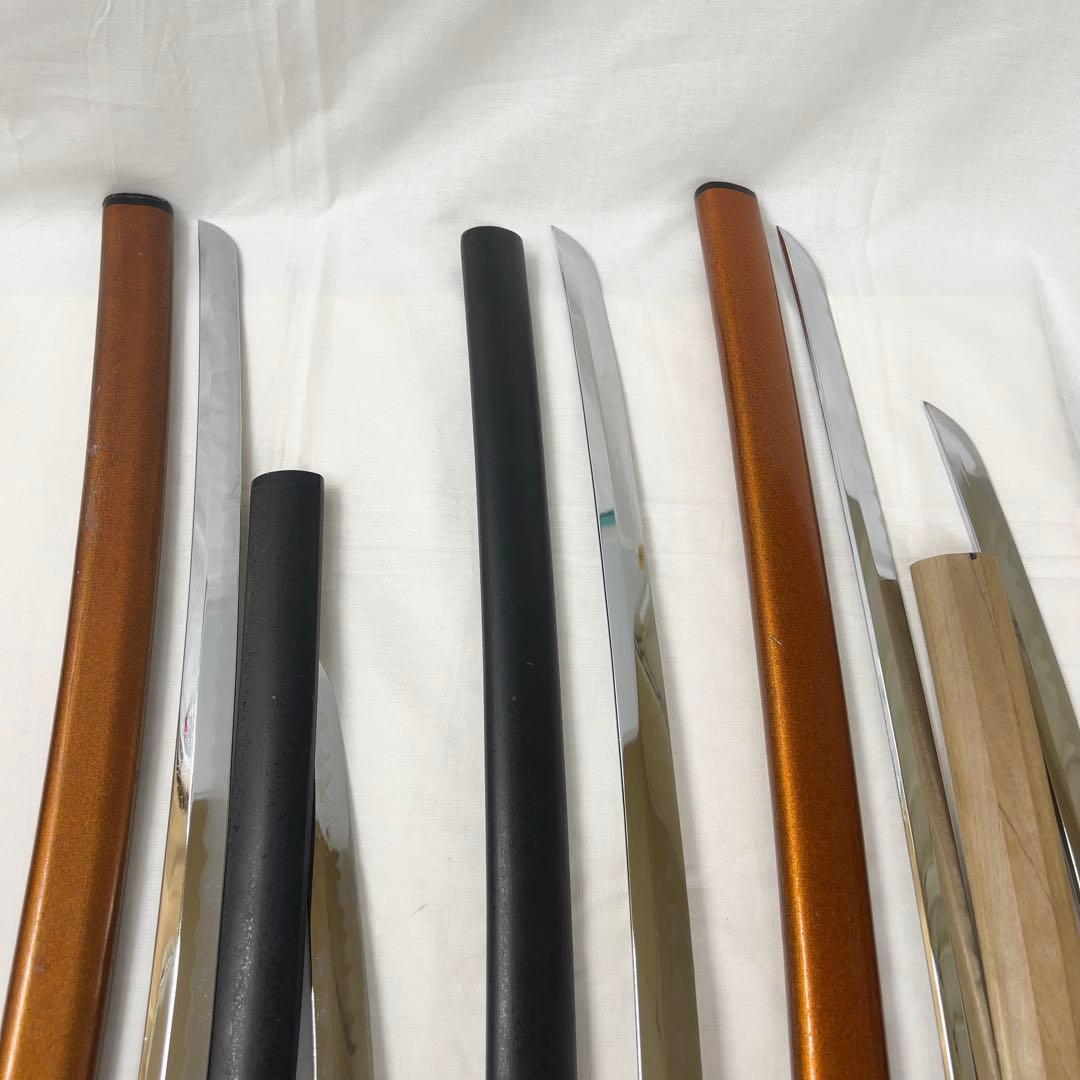 【傷あり】A 模造刀 8本 まとめ 鍔 透かし 太刀鍔 花形鍔 太刀 脇差 白鞘