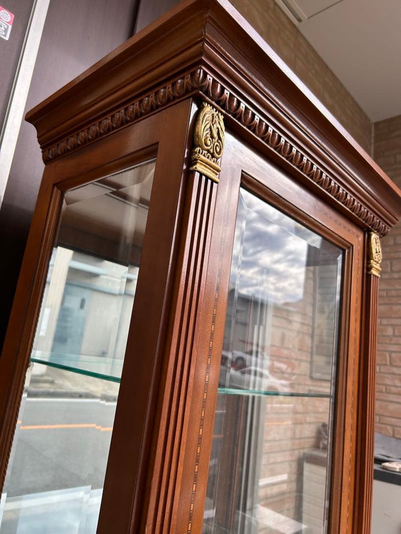 アンティーク　ヴィンテージ　ガラスキャビネット　ディスプレイ　食器棚