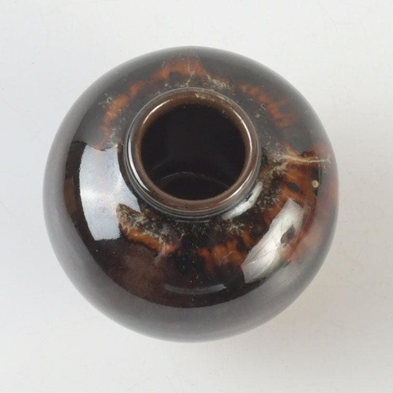 茶道具　瀬戸焼　桶谷定一造　文琳茶入　仕覆付　共箱　V　9501