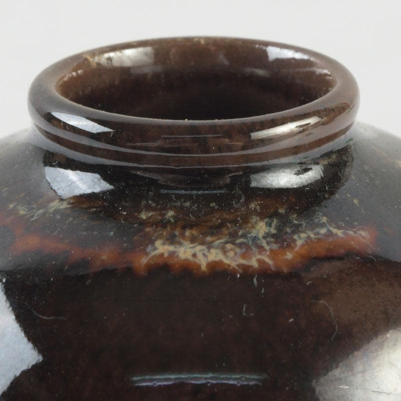 茶道具　瀬戸焼　桶谷定一造　文琳茶入　仕覆付　共箱　V　9501