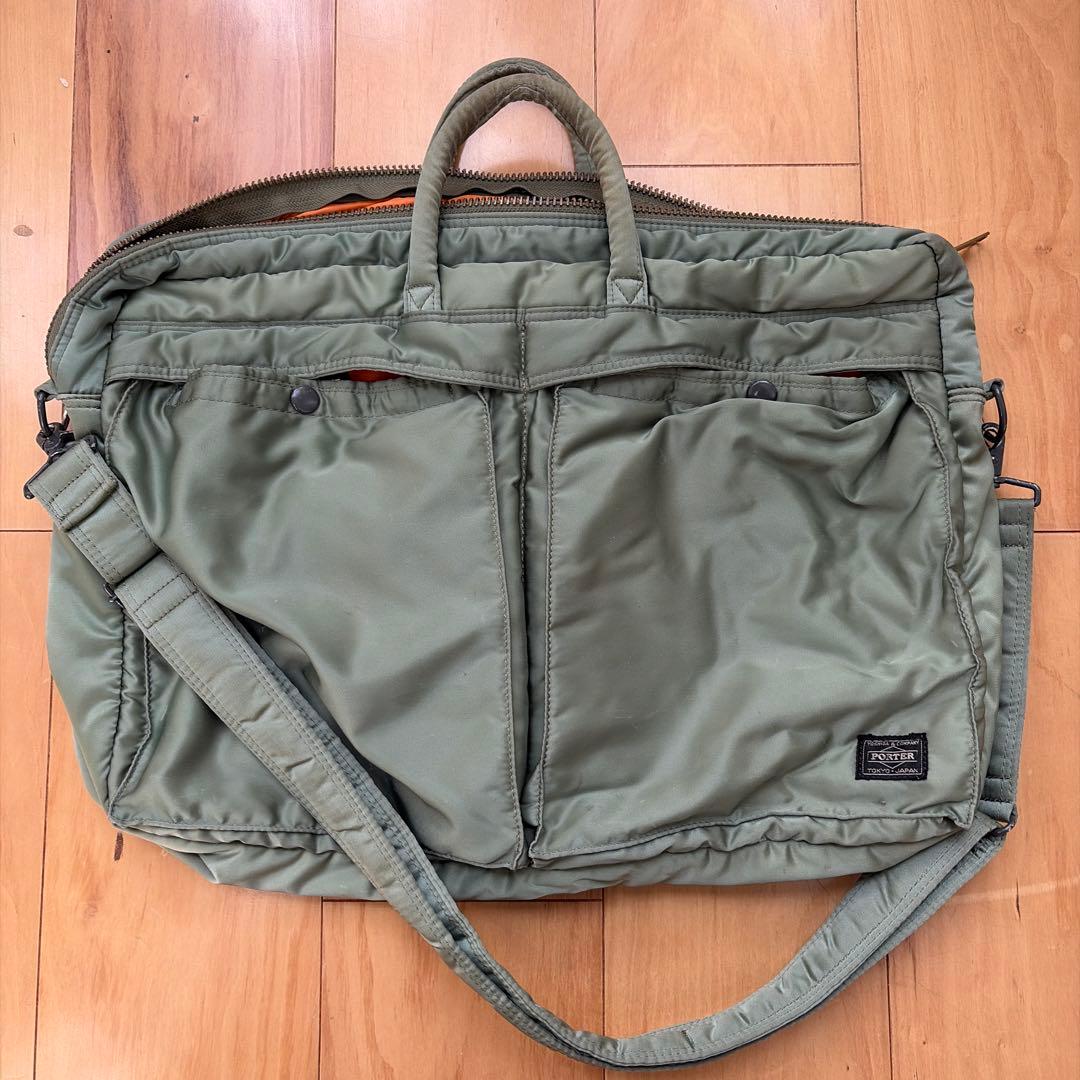 ポーター タンカー セージグリーン 2way ブリーフケース 大きめ