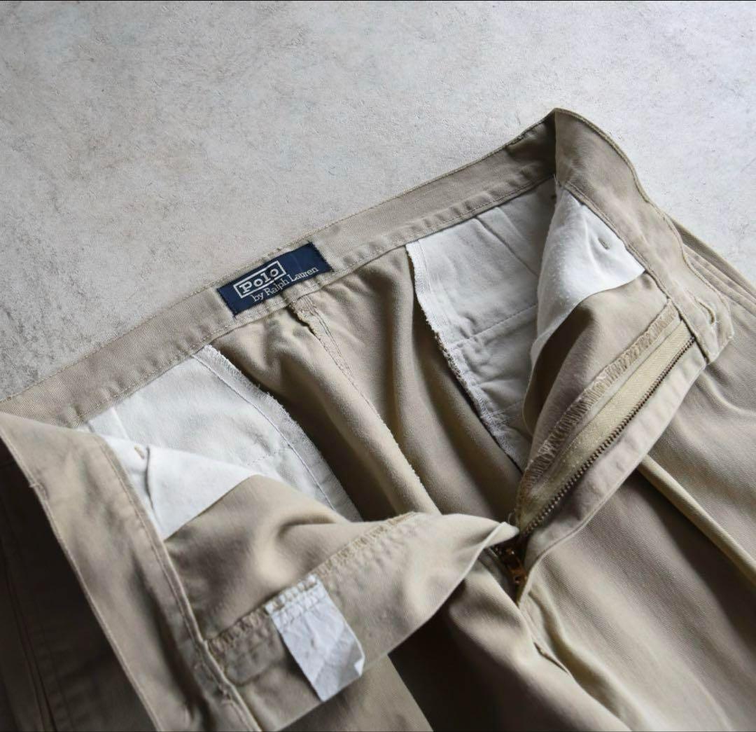 90s ラルフローレン ポロチノ タックチノ USA製 TALONジップ W32