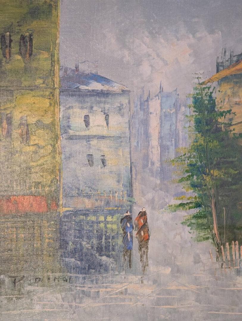 【真作】絵画　油彩10号　ヨーロッパ都市情景　印象派風　静謐なる風景画　X139