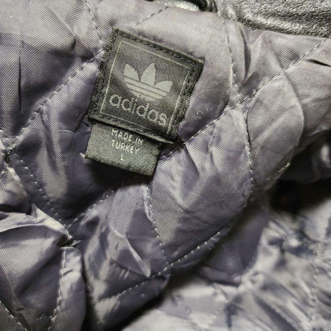 アディダス レザージャケット ライダースジャケット スタンドカラー 本革 L