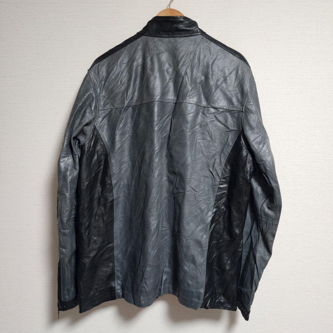 アディダス レザージャケット ライダースジャケット スタンドカラー 本革 L