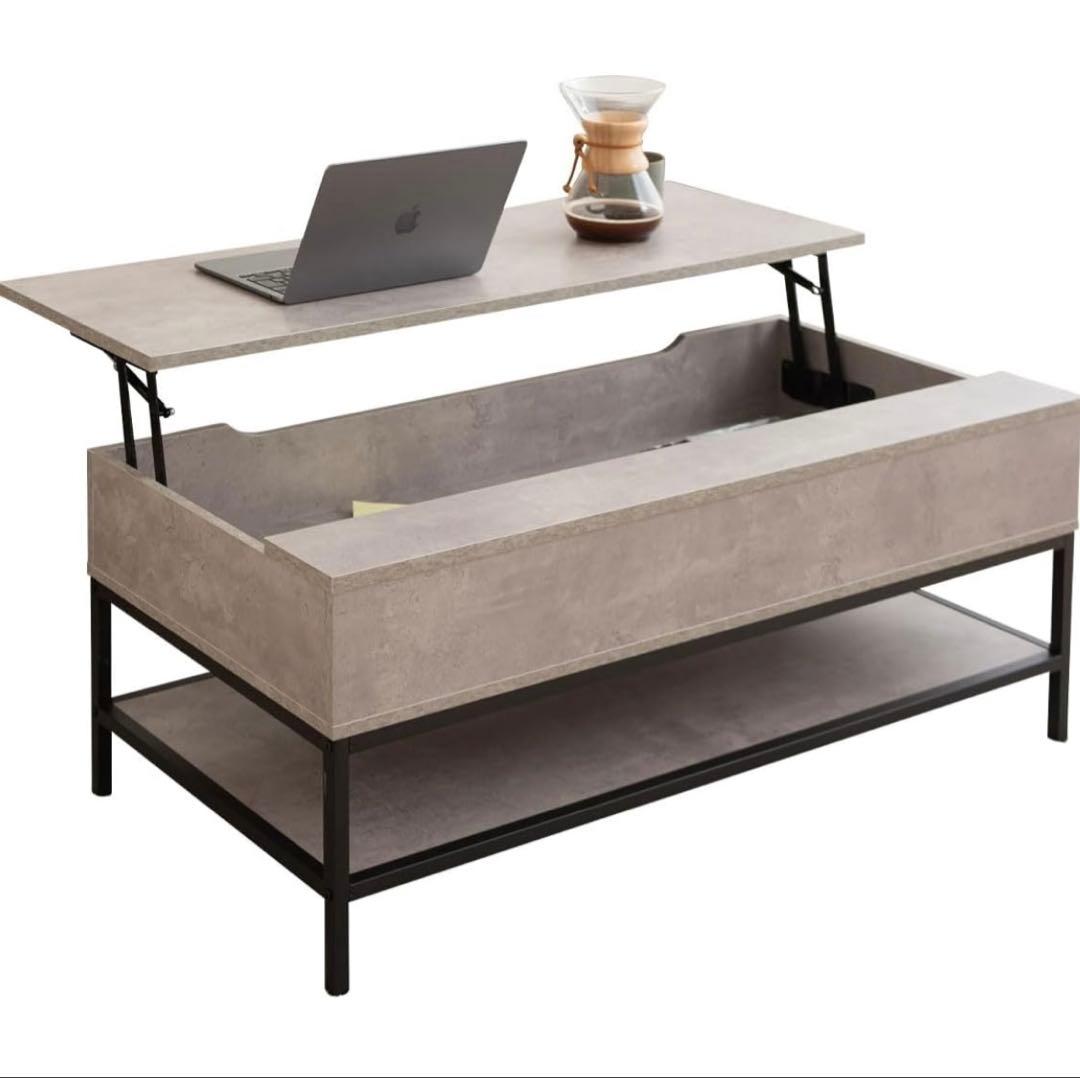 リ*サ様 【美品】昇降式テーブル/ストーングレー