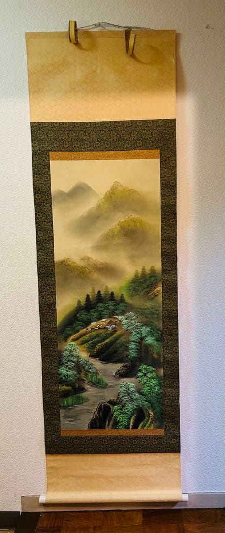 水墨画 山水画 竹ノ風景画 掛け軸 壁掛け飾り