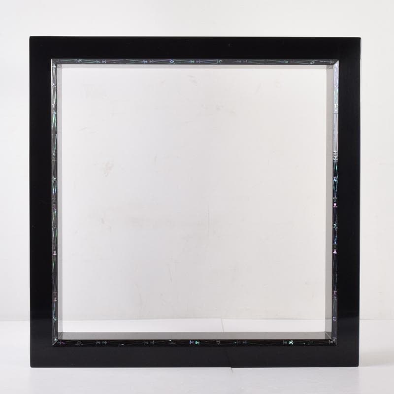 茶道具　塗師　道場宗廣作　青貝松葉蒔絵　炉縁　共箱　C　7052A