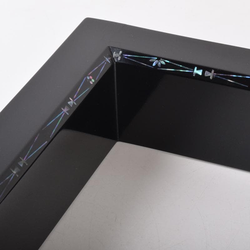 茶道具　塗師　道場宗廣作　青貝松葉蒔絵　炉縁　共箱　C　7052A