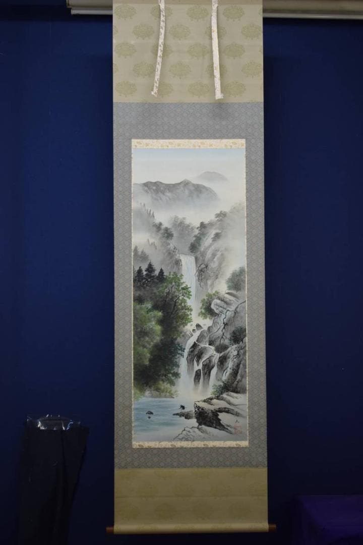 真作/葛谷聖山/山水釣人図/布袋屋掛軸HD-566