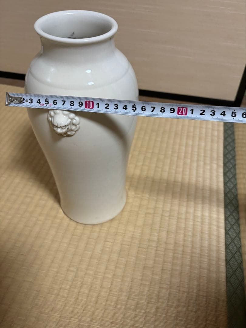 清時代　中国古美術　骨董品　唐物 白磁獅耳花瓶 壺 徳化窯