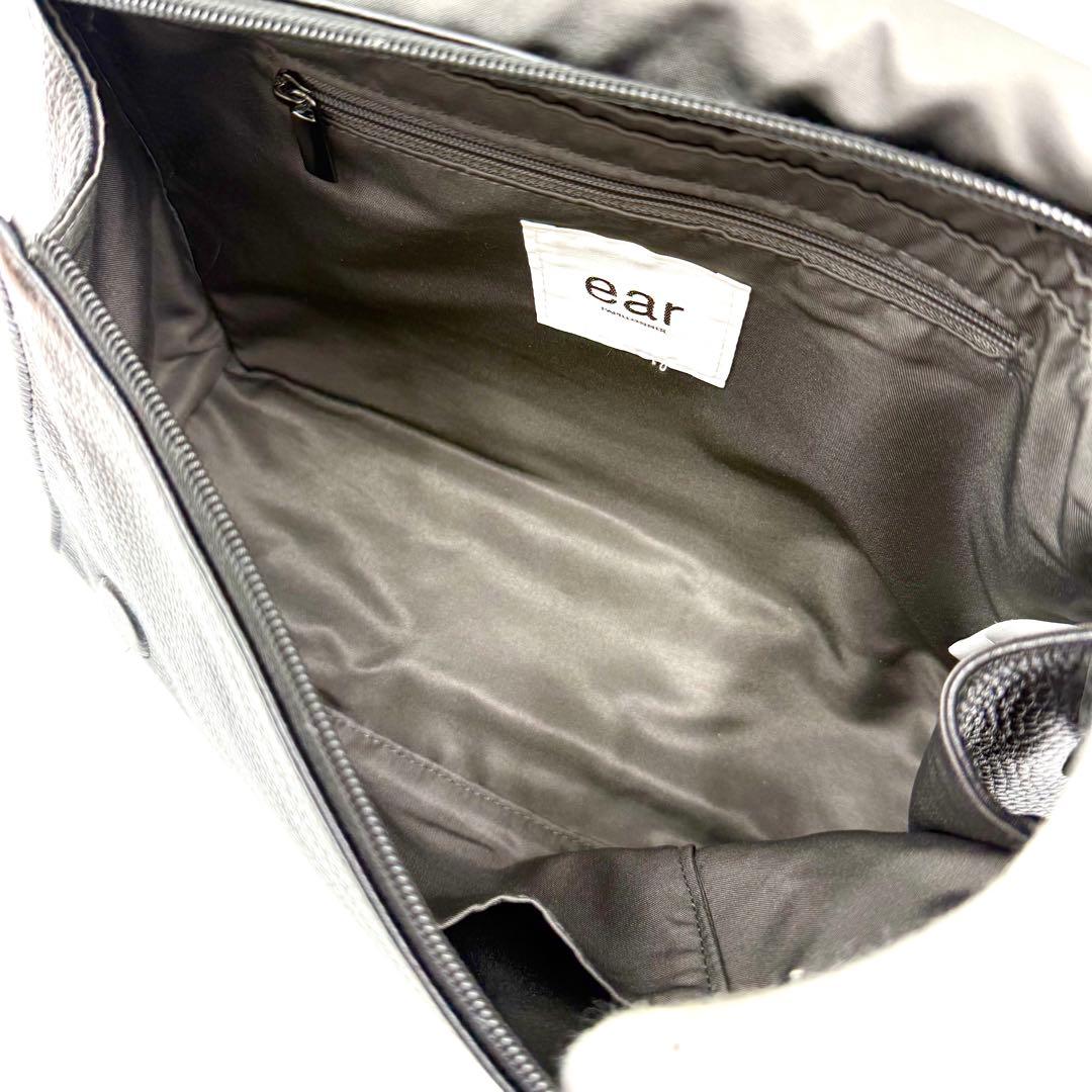 WEB限定イアパピヨネ 柄ワイドテープ ショルダーバッグ ブラック 幾何学 模様