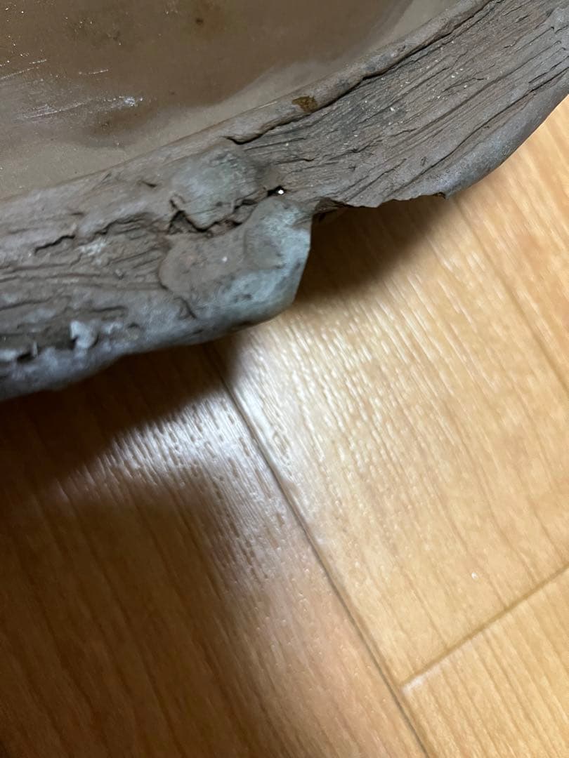 盆栽鉢　水盤　手捻り盆栽　陶一作　一点物鉢　水石　石付き盆栽　3.1kg 山野草