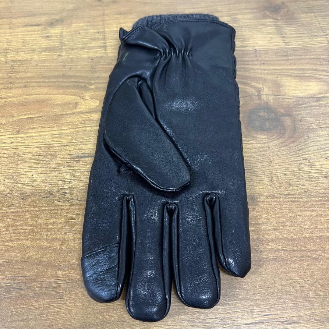 ポロラルフローレン リブニットキルティングナイロンレザー切替グローブ手袋