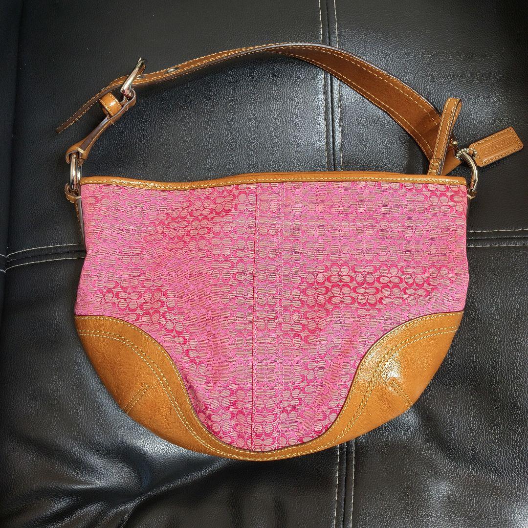 コーチ COACH ハンドバッグ シグネチャー ピンク×ブラウン