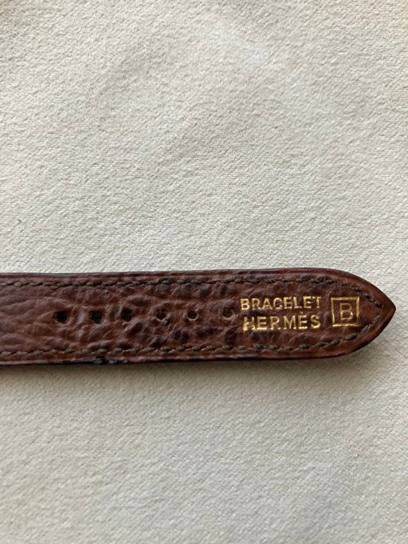 エルメス HERMES 腕時計用純正レザーベルト　幅17㎜　ブラウン　尾錠社外品