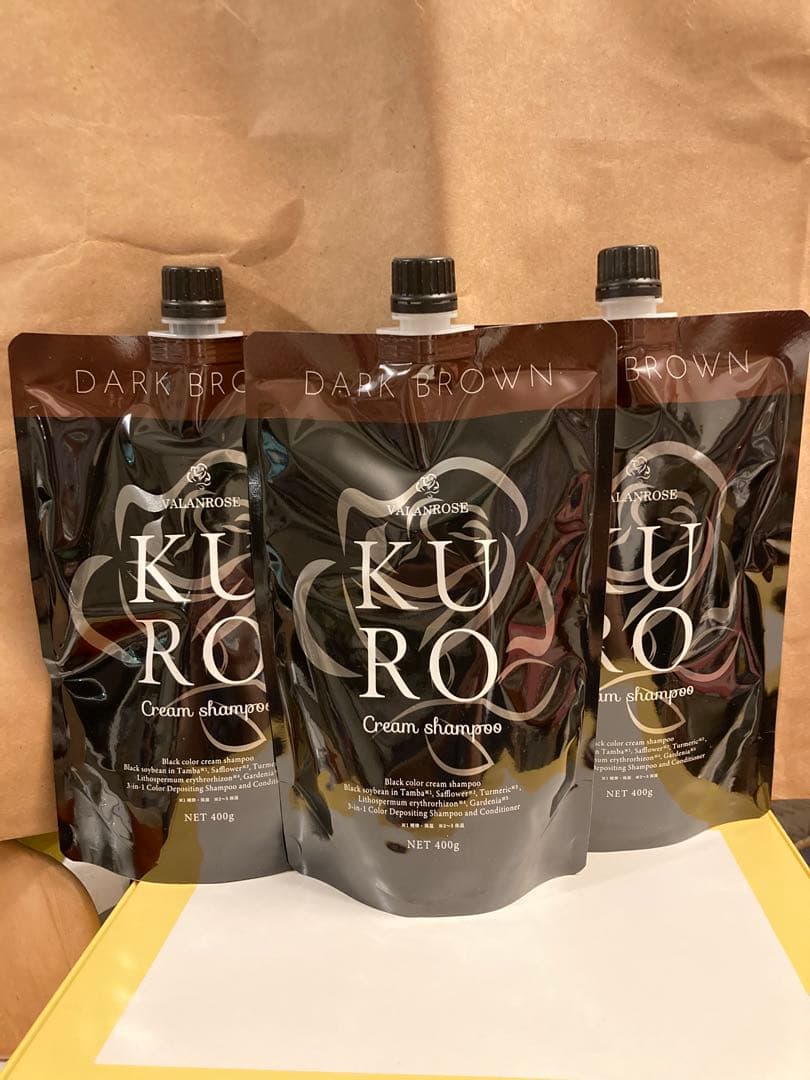 KURO クリームシャンプー ダークブラウン 400g 3個セット 新品未開封