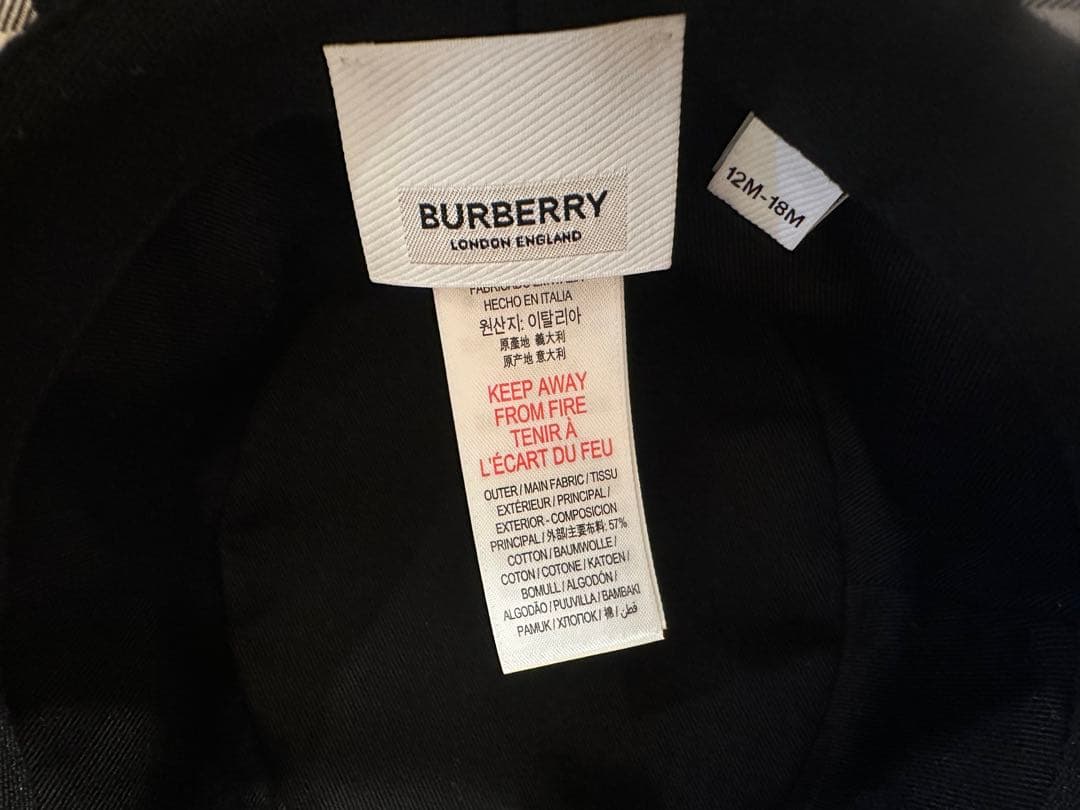 バーバリー BURBERRY キッズ 帽子 バケットハット 12M〜18M