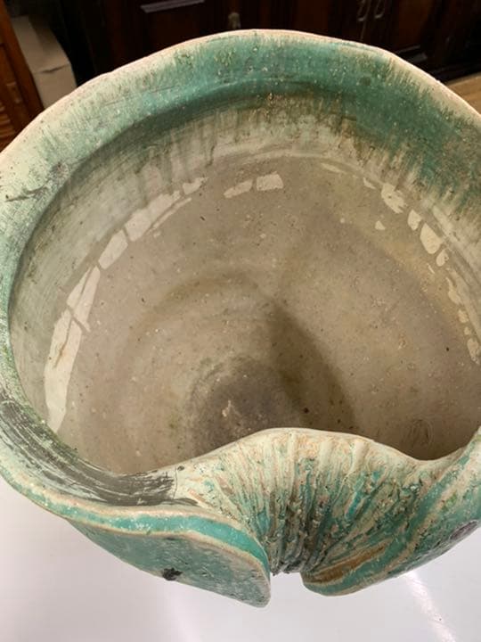 つくばい　ガーデニング　庭　オブジェ　メダカ　金魚　殿白窯　民芸陶器　手作り