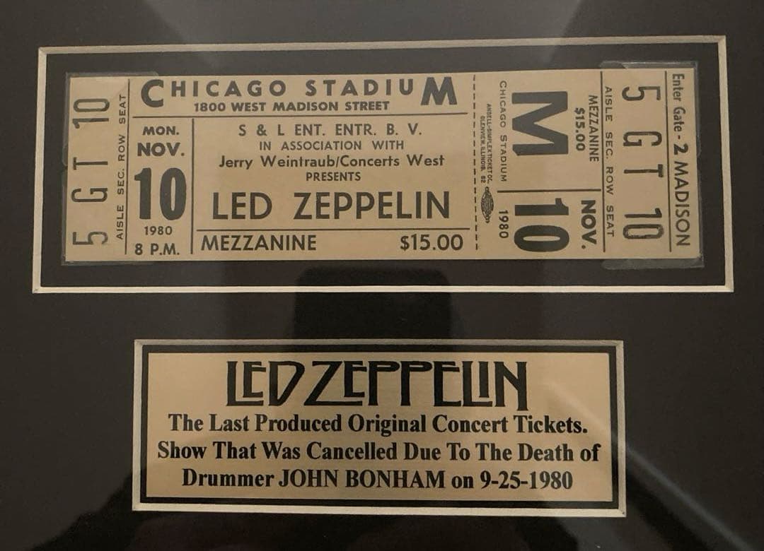 レッド•ツェッペリン 1980年コンサートチケット額装