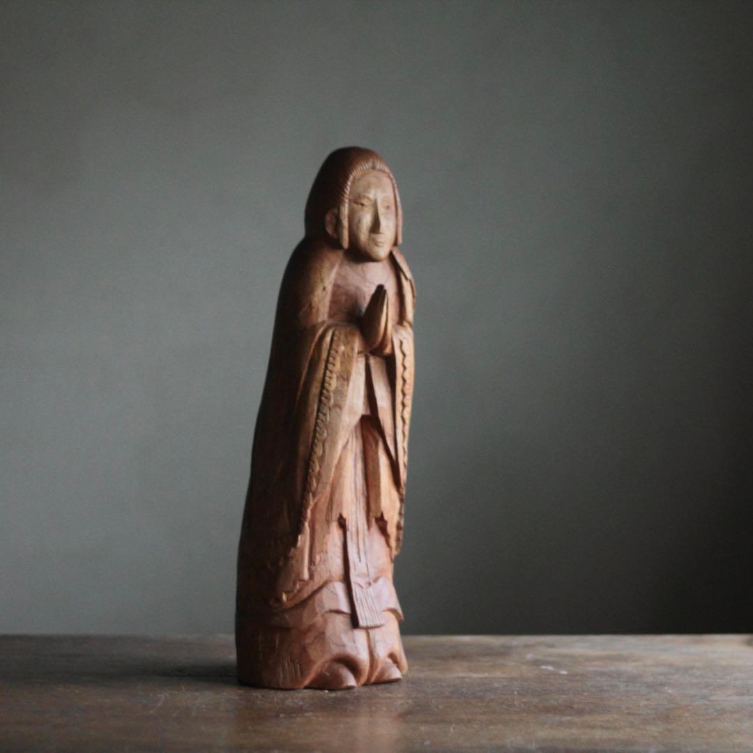 木彫 祈りの像 古道具 民衆仏 アンティーク オブジェ アイヌ？