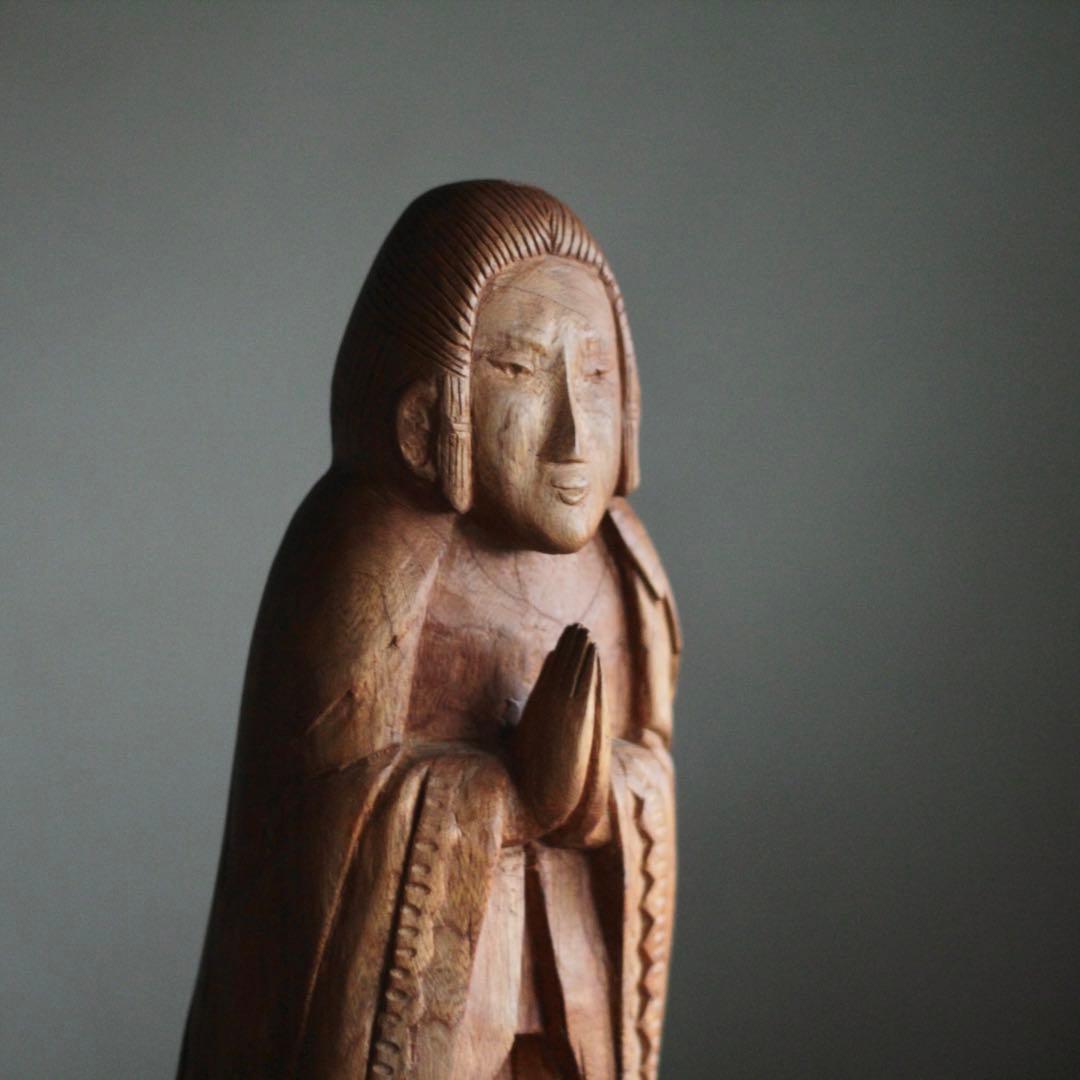 木彫 祈りの像 古道具 民衆仏 アンティーク オブジェ アイヌ？