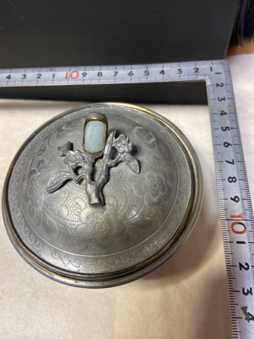 正点銅　茶入/茶筒　茶壺　本錫製　中国古玩/ 裏千家茶道具煎茶