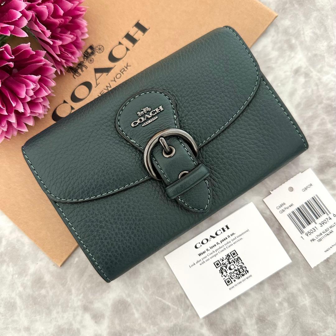 【限定品】新品 COACH コーチ 財布 折り財布 グリーン