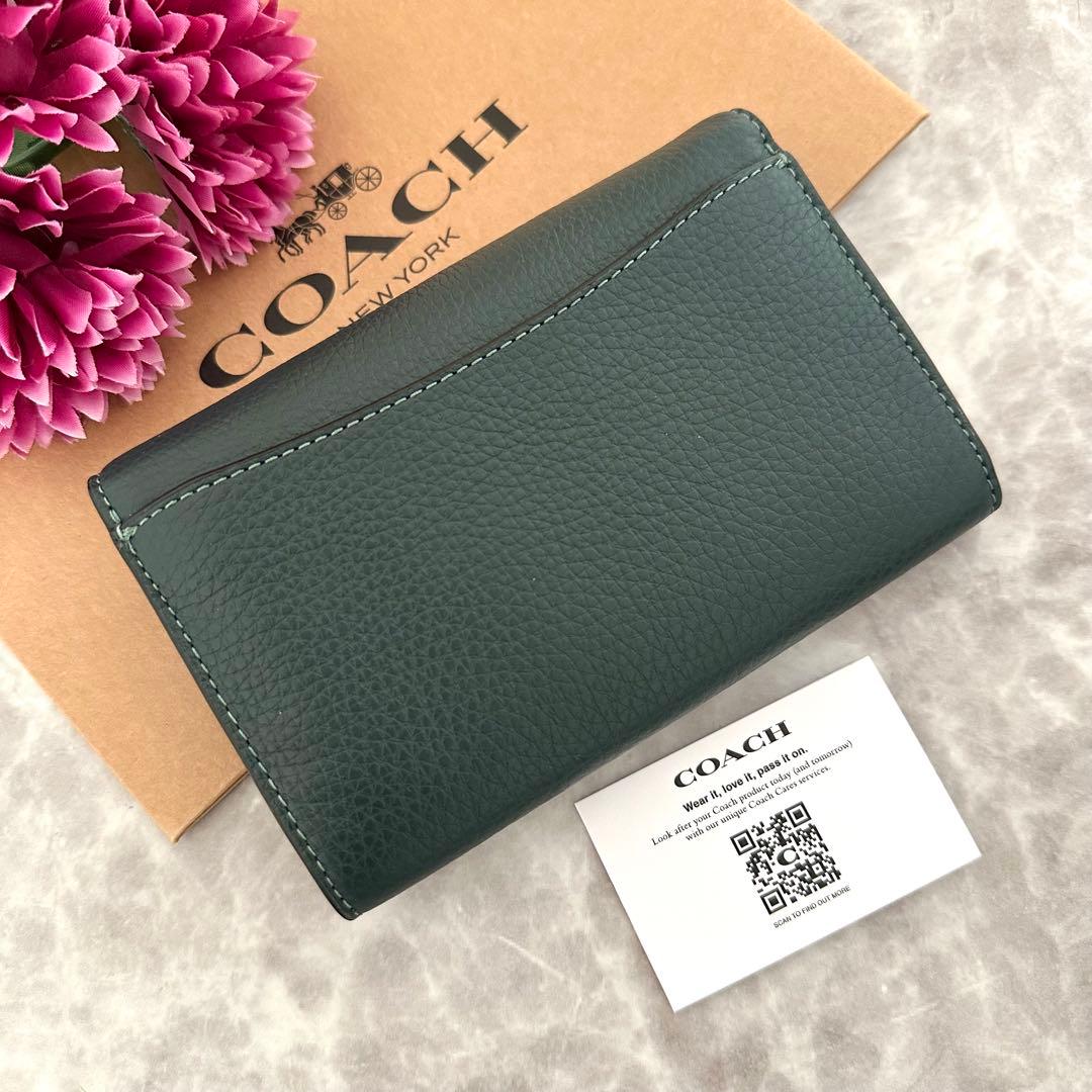 【限定品】新品 COACH コーチ 財布 折り財布 グリーン