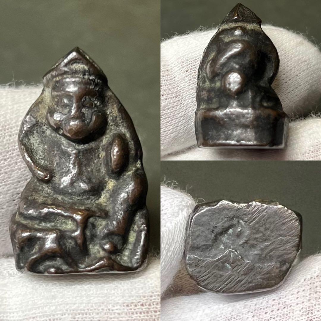 ◎古道具 庵々◎江戸時代 古銅製 恵比寿像 2.8cm 懐中仏◎豆仏 兜仏 仏像