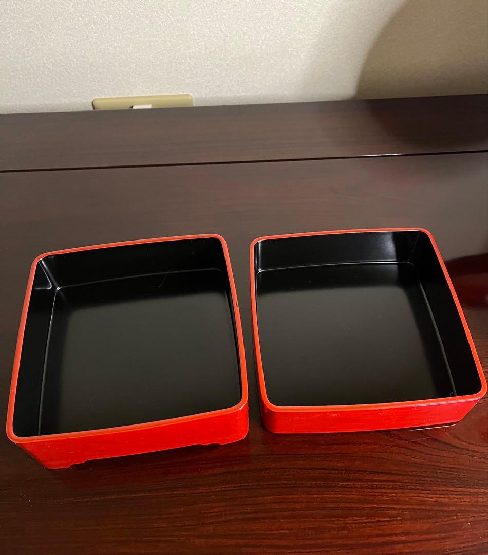 漆塗り 重箱 お盆 セット 朱色 和食器 迎春 お正月 来客用 2段重 日本製