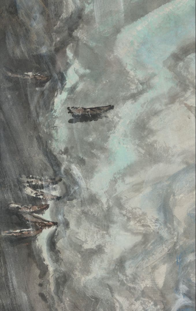 横山操 日本画 作品「波濤」直筆サイン 落款 在銘 共シール 15号 額装