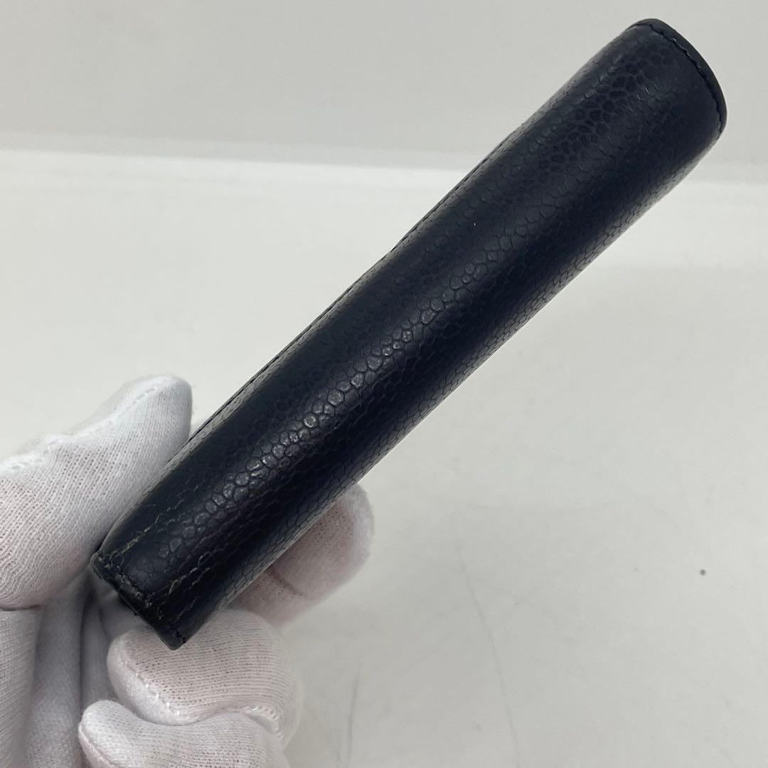 【使用感あり】シャネル CHANEL キャビアスキン 二つ折り財布 がま口