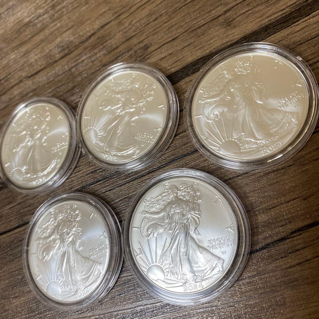 純銀　1オンス 5枚セット 2024年　アメリカ　イーグル・ウォーキングリバティ