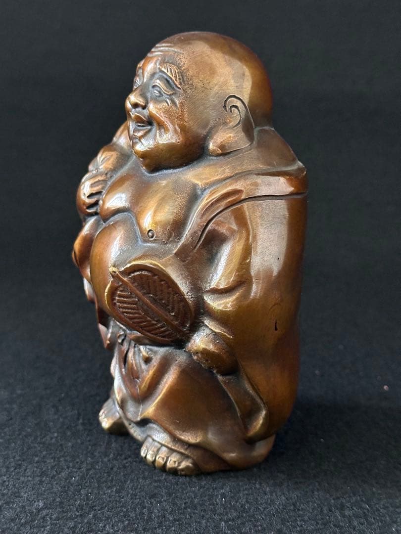 布袋様置物　銅製　高さ約14.5cm 七福神　骨董　古美術