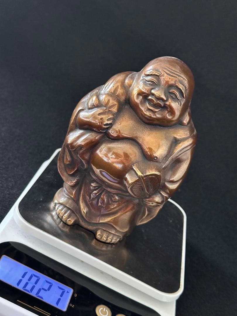布袋様置物　銅製　高さ約14.5cm 七福神　骨董　古美術
