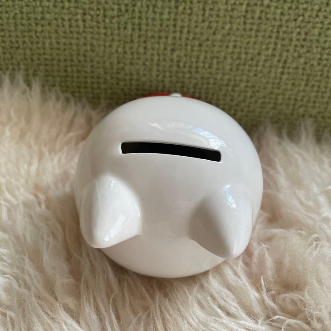 内藤ルネ✨猫ちゃん✨貯金箱 陶器製 赤い水玉