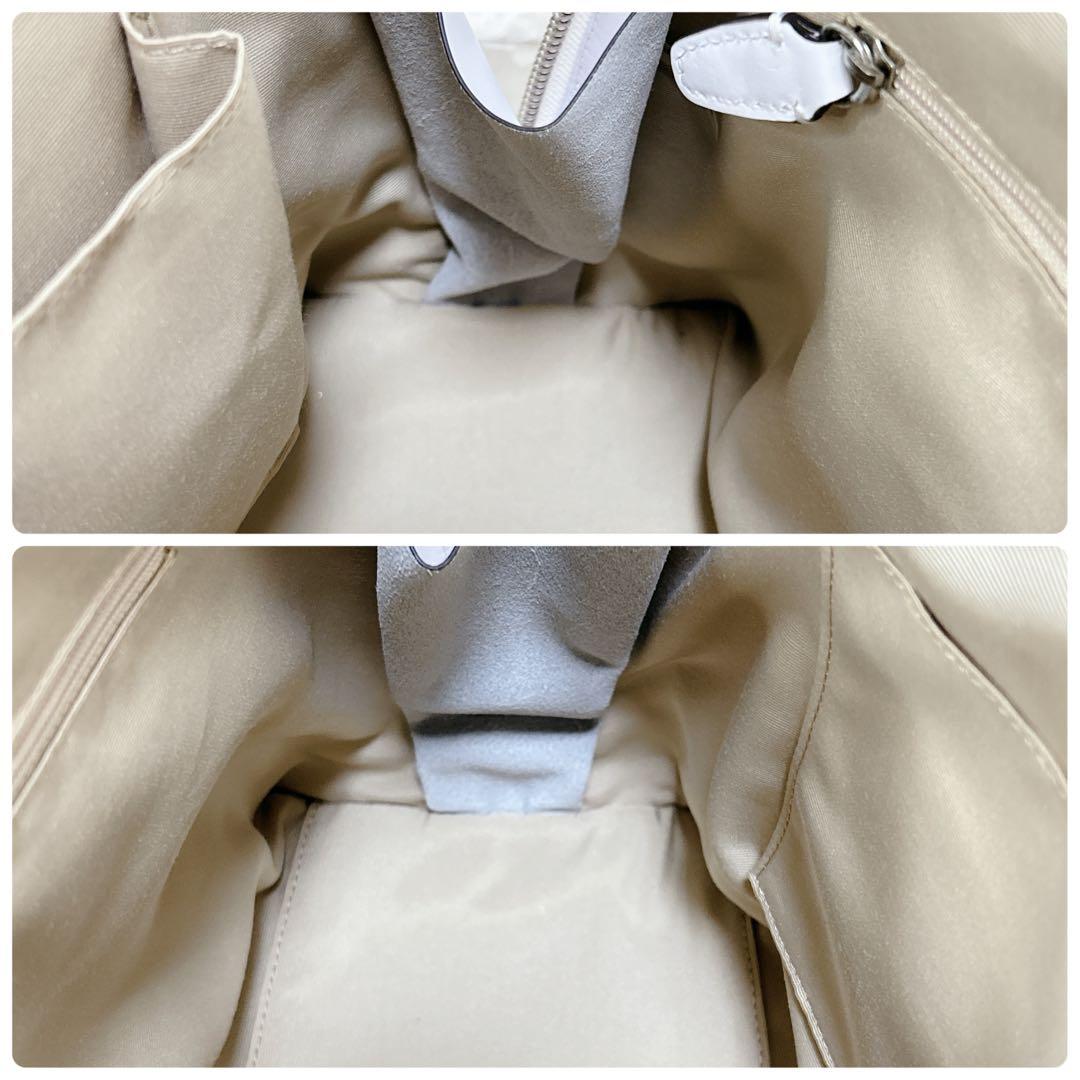 上品 COACH レザー ハンドバッグ ショルダー 2way 編み込み ホワイト