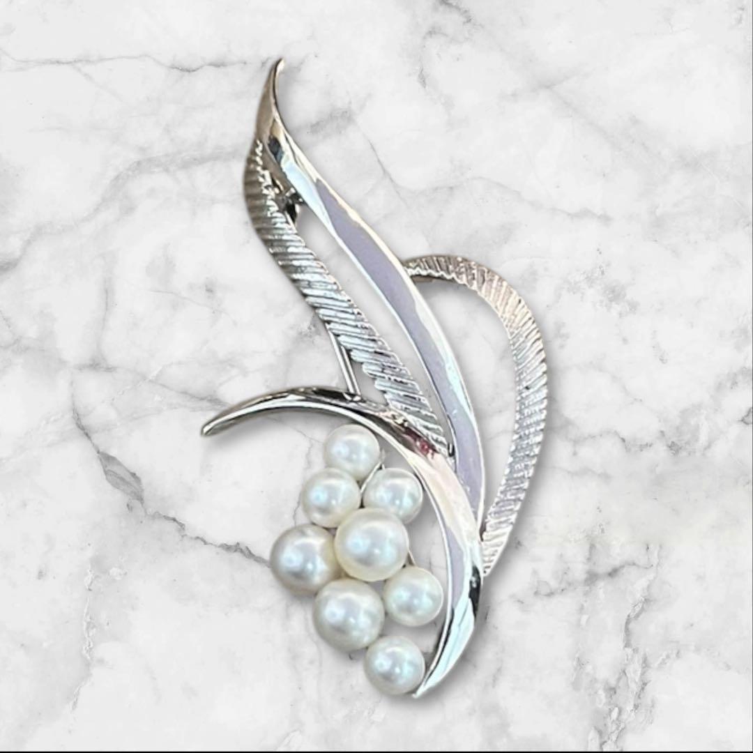 【美品】MIKIMOTO パール ブローチ あこや真珠 8珠 刻印あり
