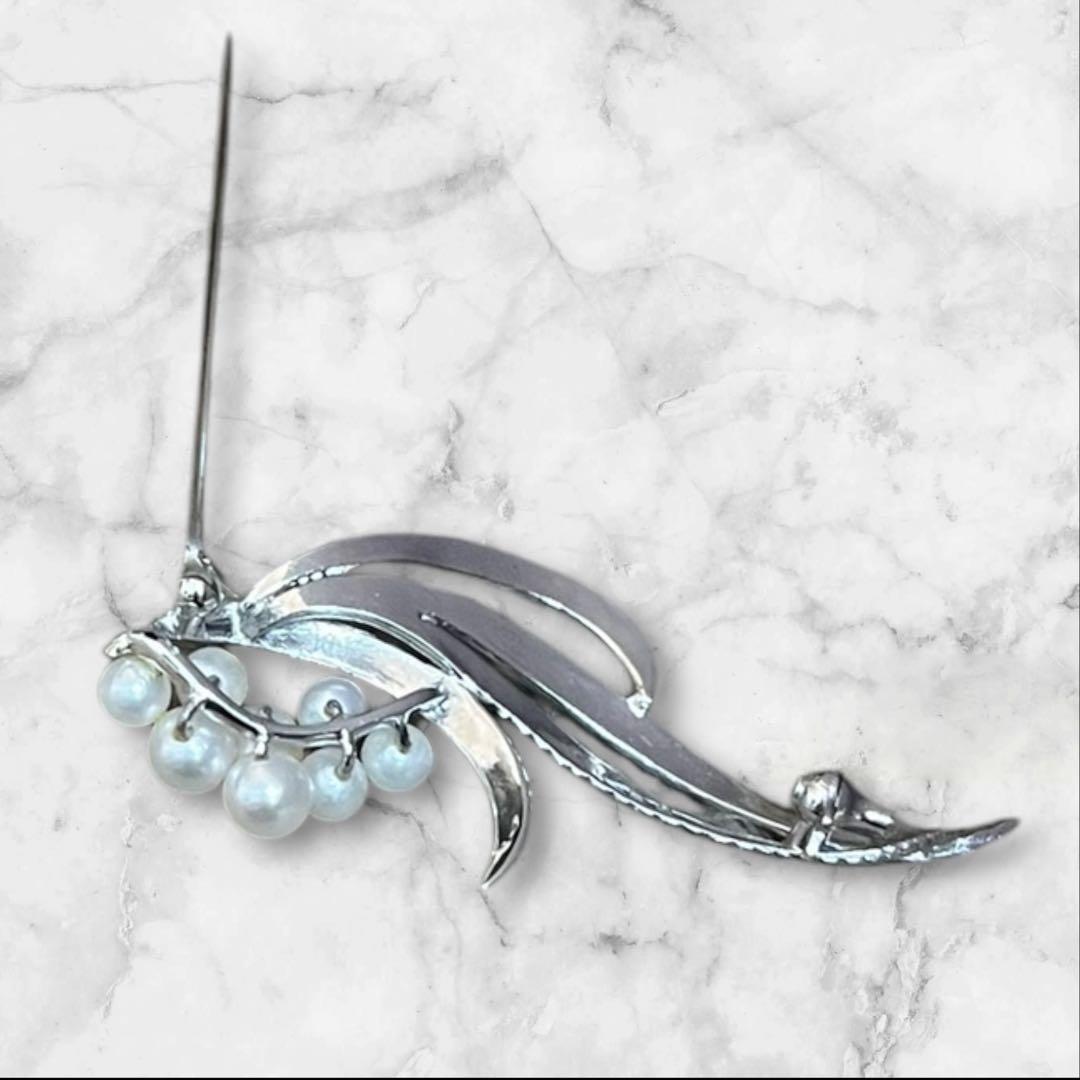 【美品】MIKIMOTO パール ブローチ あこや真珠 8珠 刻印あり
