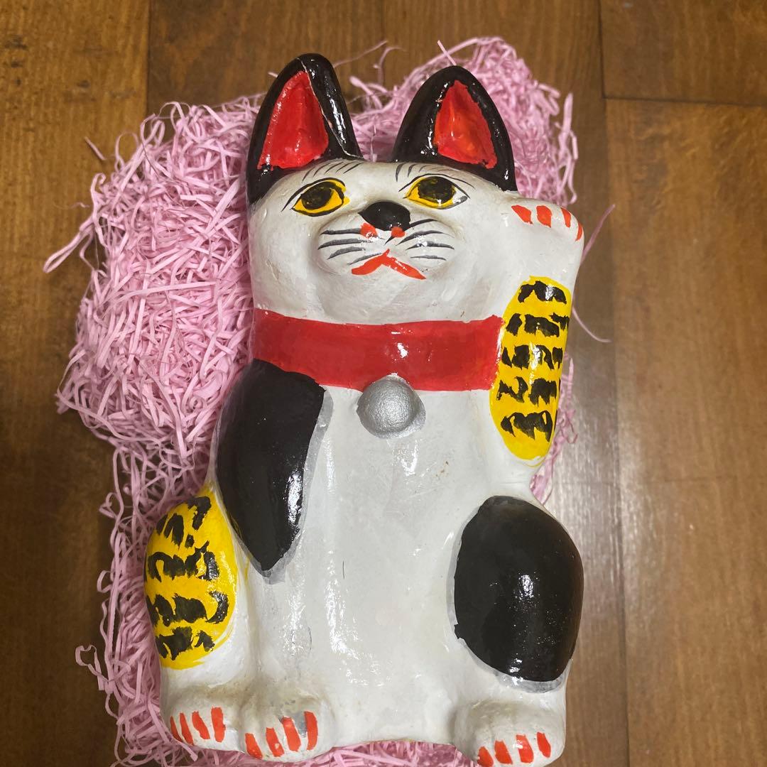 まねき猫　坊之谷土人形　亀翁作 招き猫