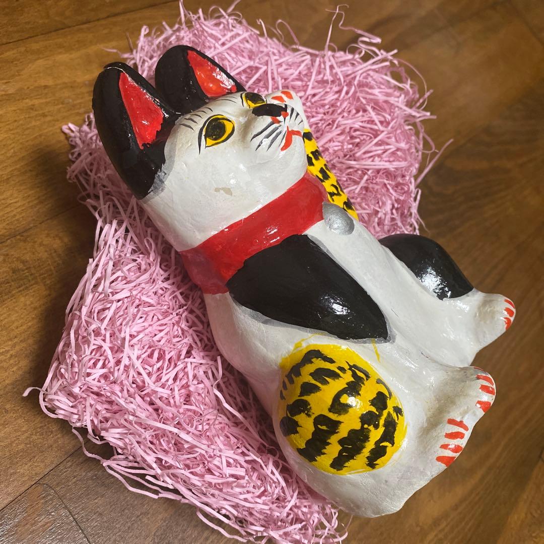 まねき猫　坊之谷土人形　亀翁作 招き猫