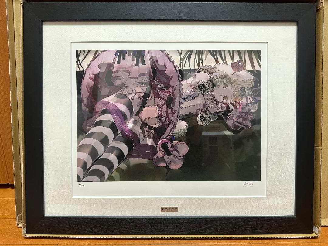 【okama】 額装済版画「robot」 No.5/30 直筆サイン入り 超貴重