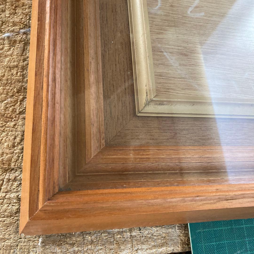 P15号 油彩額縁 シンプルなウッドフレーム モダン ガラス 空額