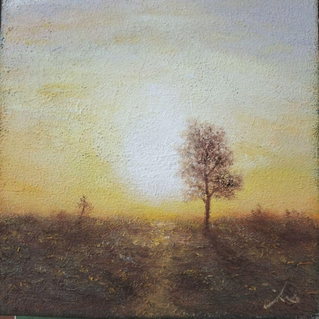 藤田高明　日に向う　2015　ミクストメディア　油彩画　心象風景　額縁付き